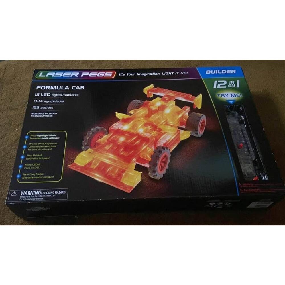 NEW Laser Pegs Formula Car LED lights Pro Racing Kit 12011 Building 12 in 1
